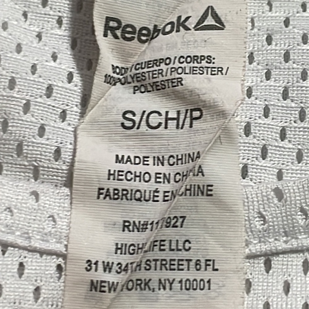 Reebok White Logo Jersey Workout Short Sleeve Shirt - Picture 4 of 6